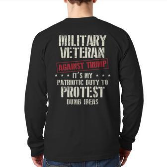 Military Veterans Against Trump Anti Cool Democrat Back Print Long Sleeve T-shirt | Mazezy