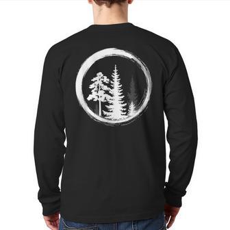 Minimalist Tree Forest Outdoors And Nature Graphic Back Print Long Sleeve T-shirt - Monsterry