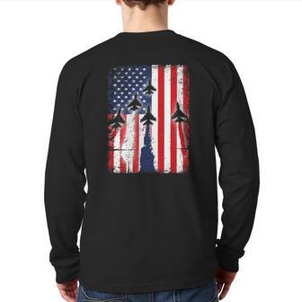 Missing Man Military Formation Patriotic Flag Back Print Long Sleeve T-shirt | Mazezy