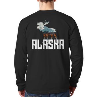 Moose Alaska Last Frontier Alaska Bear Back Print Long Sleeve T-shirt - Monsterry AU