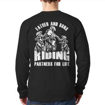 Motocross Dirt Bike Dad Motorcycle Ride Father Kids Back Print Long Sleeve T-shirt | Mazezy CA