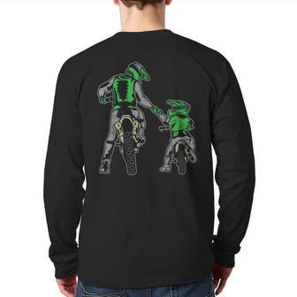 Motocross Father & Son Dirtbike Riders Motorcycle Bike Back Print Long Sleeve T-shirt | Mazezy