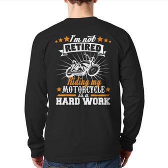 Motorcycle Biker Retirement Grandpa Retired Back Print Long Sleeve T-shirt | Mazezy DE