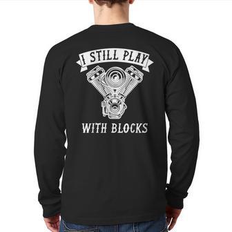 Motorcycle Engine Block For Bikers And Mechanics Back Print Long Sleeve T-shirt - Monsterry