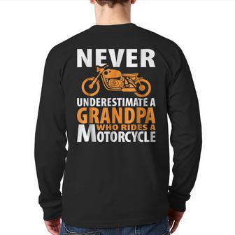 Motorcycle Grandpa Who Rides Biker Men Dad Back Print Long Sleeve T-shirt | Mazezy
