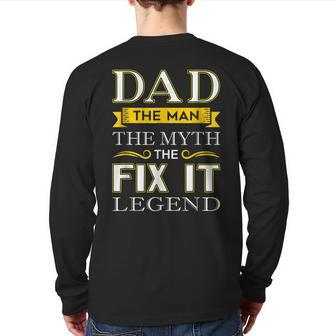 Mr Fix It Dad Fathers Day Handy Man Back Print Long Sleeve T-shirt | Mazezy