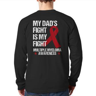 Multiple Myeloma Awareness Dad Burgundy Ribbon Back Print Long Sleeve T-shirt | Mazezy