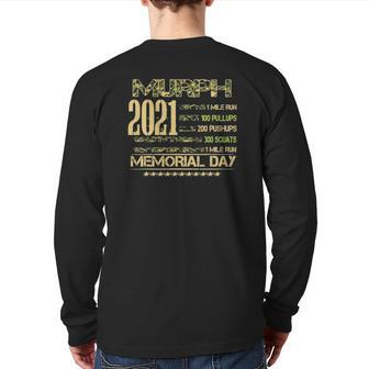 Murph 2021 Workout Challenge American Memorial Day Wod Back Print Long Sleeve T-shirt | Mazezy