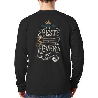 Music Dad Best Dad Ever Mens Father's Day Back Print Long Sleeve T-shirt | Mazezy