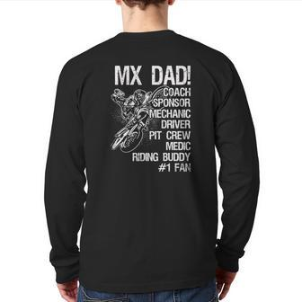 Mx Dad Coach Sponsor Mechanic Driver Pit Crew Medic Ridding Buddy Back Print Long Sleeve T-shirt | Mazezy