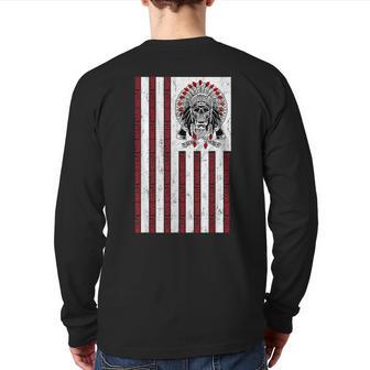 Native American Hustle Hard Hip Hop Hustlers Usa Flag Back Print Long Sleeve T-shirt - Monsterry UK