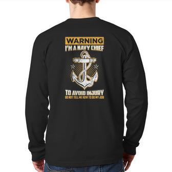 Navy Chief Petty Officer Military Veteran Back Print Long Sleeve T-shirt | Mazezy