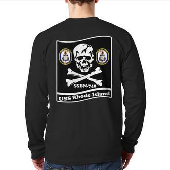 Navy Submarine Uss Rhode Island Ssbn740 Skull Flag Back Print Long Sleeve T-shirt | Mazezy UK
