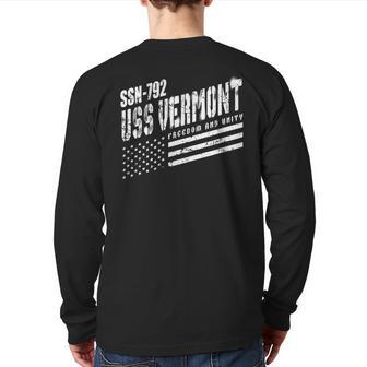 Navy Uss Vermont Ssn 792 Us Submarine Submariner Veteran Back Print Long Sleeve T-shirt | Mazezy CA