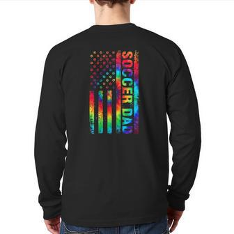New First Time Dad Tie Dye Soccer Daddy Back Print Long Sleeve T-shirt | Mazezy