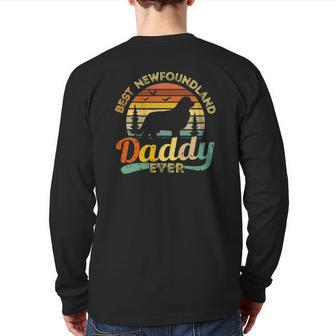 Newfoundland Dad Best Daddy Dog Lover Retro Vintage Back Print Long Sleeve T-shirt | Mazezy