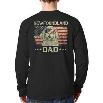Newfoundland Dad Dog Lovers American Flag 4Th Of July Back Print Long Sleeve T-shirt | Mazezy