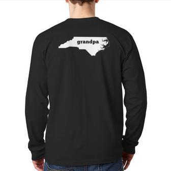 North Carolina Grandpa Nc Map Grandpa Back Print Long Sleeve T-shirt | Mazezy