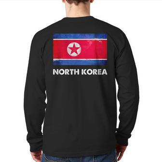 North Korean North Korea Flag Back Print Long Sleeve T-shirt - Monsterry