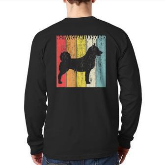 Norwegian Elkhound Vintage Dog Retro Style Back Print Long Sleeve T-shirt | Mazezy