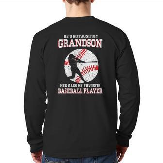 Not Just My Grandson He's Also My Favorite Baseball Player Back Print Long Sleeve T-shirt | Mazezy