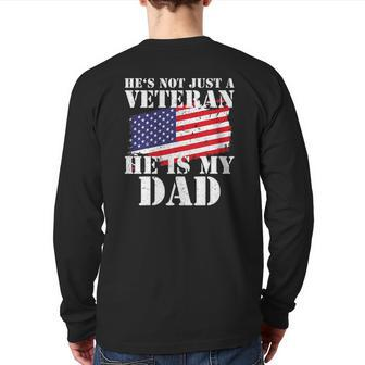 Not Just A Veteran Dad Son Daughter Veterans Day Gif Back Print Long Sleeve T-shirt | Mazezy