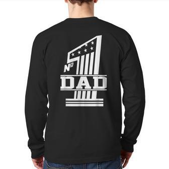 Number 1 Dad Fathers Day Back Print Long Sleeve T-shirt | Mazezy