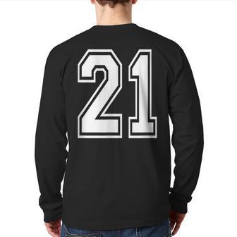 Number 21 Birthday Varsity Sports Team Jersey Back Print Long Sleeve T-shirt - Monsterry UK