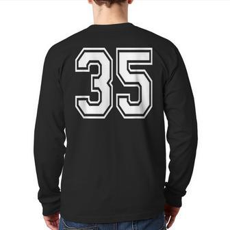 Number 35 Birthday Varsity Sports Team Jersey Back Print Long Sleeve T-shirt - Monsterry
