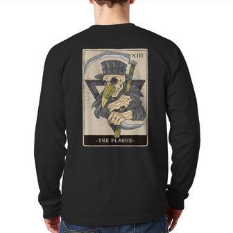 Occult Plague Doctor Tarot Card Black Death Baphomet Devil Back Print Long Sleeve T-shirt - Monsterry UK