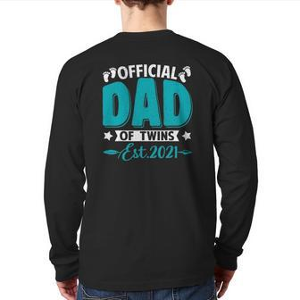 Official Dad Of Twins 2021 Twins Daddy Tee For Men Back Print Long Sleeve T-shirt | Mazezy