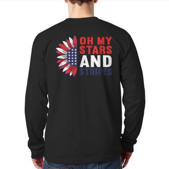 Oh My Stars And Stripes Usa Patriotic American 4Th Of July Back Print Long Sleeve T-shirt - Monsterry