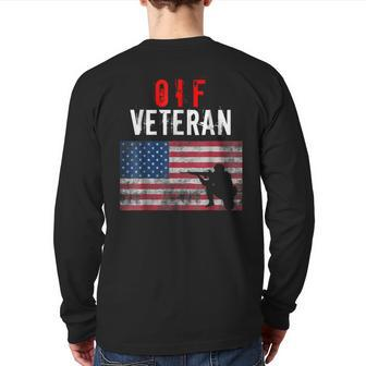 Oif Veteran American Flag Us Army Us Navy Us Air Force Back Print Long Sleeve T-shirt | Mazezy