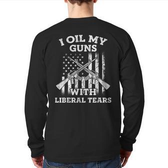 I Oil My Guns With Liberal Tears Vintage Gun Lover Back Print Long Sleeve T-shirt - Monsterry AU