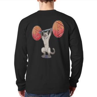 Olympic Snatch Siamese Cat Weightlifting Bodybuilding Muscle Back Print Long Sleeve T-shirt | Mazezy
