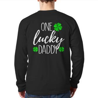 One Lucky Dad Matching St Patricks Day Back Print Long Sleeve T-shirt | Mazezy