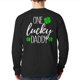 One Lucky Dad Matching St Patricks Day T Shirt Back Print Long Sleeve T-shirt | Mazezy