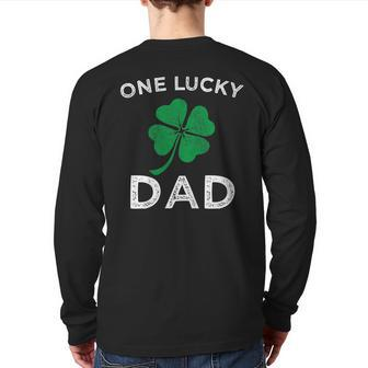 One Lucky Dad St Patricks Day Retro Father Back Print Long Sleeve T-shirt | Mazezy