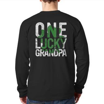One Lucky Grandpa Irish Grandfather St Patrick's Day Back Print Long Sleeve T-shirt | Mazezy