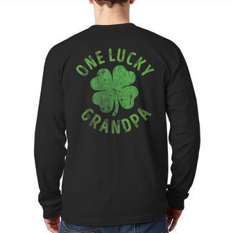 One Lucky Grandpa Matching St Patrick's Day Back Print Long Sleeve T-shirt | Mazezy