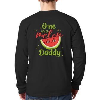 One In A Melon Daddy Watermelon Family Matching Men Back Print Long Sleeve T-shirt | Mazezy
