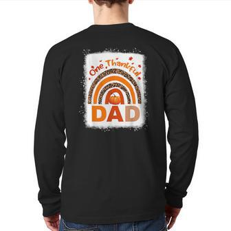 One Thankful Dad Rainbow Matching Family Thanksgiving Back Print Long Sleeve T-shirt | Mazezy