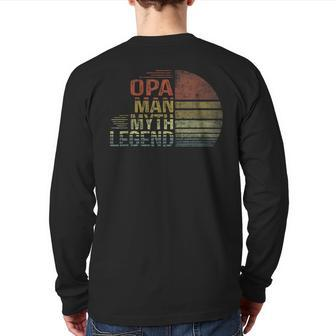 Opa Man Myth Legend Vintage Men Retro Classic Grandpa Back Print Long Sleeve T-shirt | Mazezy