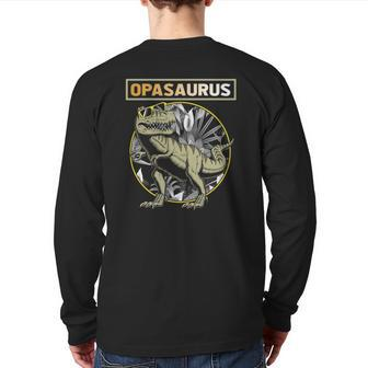 Opasaurus Opa Dinosaur Father's Day Back Print Long Sleeve T-shirt | Mazezy