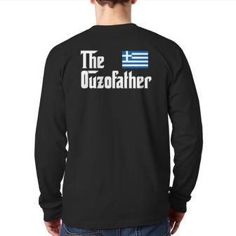 The Ouzo Father Greek Flag Back Print Long Sleeve T-shirt | Mazezy