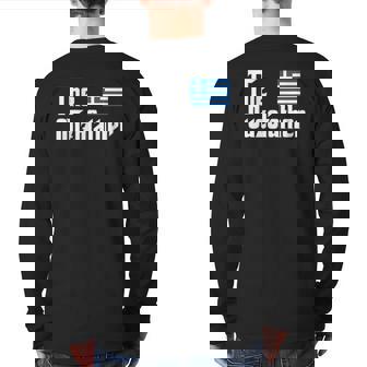 The Ouzo Father Greek Flag Back Print Long Sleeve T-shirt | Mazezy