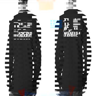 The Ouzo Father Greek Flag Back Print Long Sleeve T-shirt | Mazezy