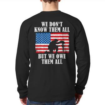 We Owe Them All Veterans Day Partiotic Flag Military Back Print Long Sleeve T-shirt - Monsterry UK