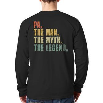 Pa Man Myth Legend For Dad Father's Day Back Print Long Sleeve T-shirt | Mazezy