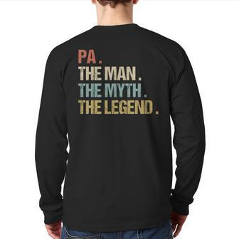 Pa The Man Myth Legend Father Dad Christmas Back Print Long Sleeve T-shirt - Monsterry